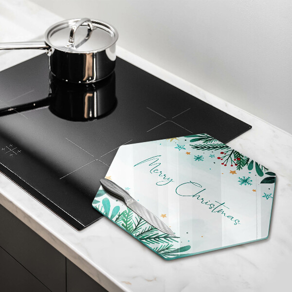 Skleněná deska do kuchyně Merry christmas nápis