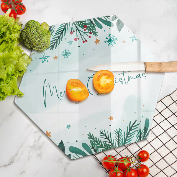 Skleněná deska do kuchyně Merry christmas nápis
