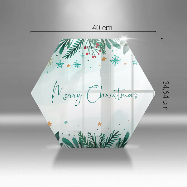 Skleněná deska do kuchyně Merry christmas nápis