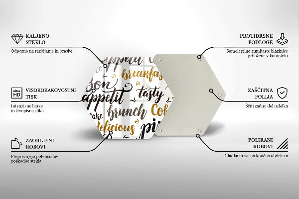 Skleněná krájecí deska Titulky bon appetit