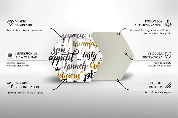 Skleněná krájecí deska Titulky bon appetit