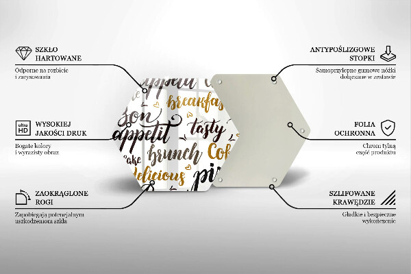 Skleněná krájecí deska Titulky bon appetit