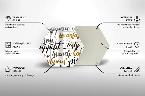 Skleněná krájecí deska Titulky bon appetit