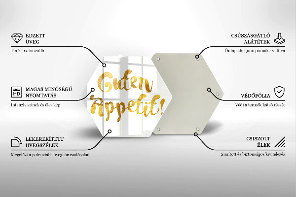 Skleněná krájecí deska Nápis guten appetit!