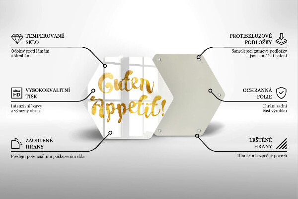 Skleněná krájecí deska Nápis guten appetit!