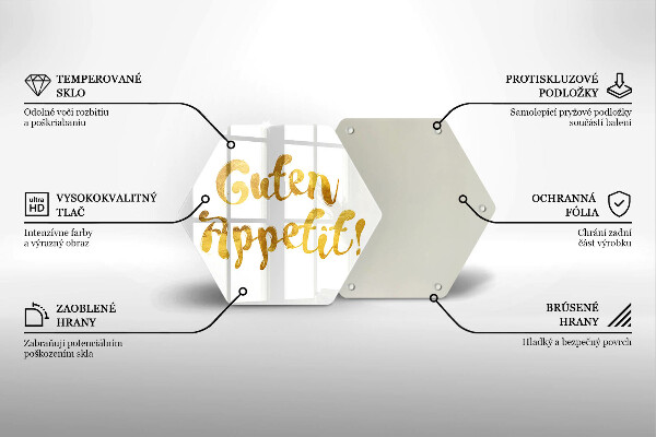 Skleněná krájecí deska Nápis guten appetit!