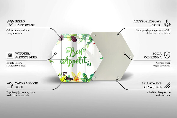 Skleněná krájecí deska Bon appetit nápis