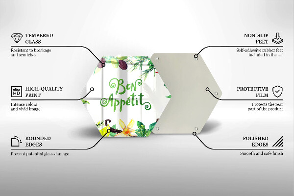 Skleněná krájecí deska Bon appetit nápis