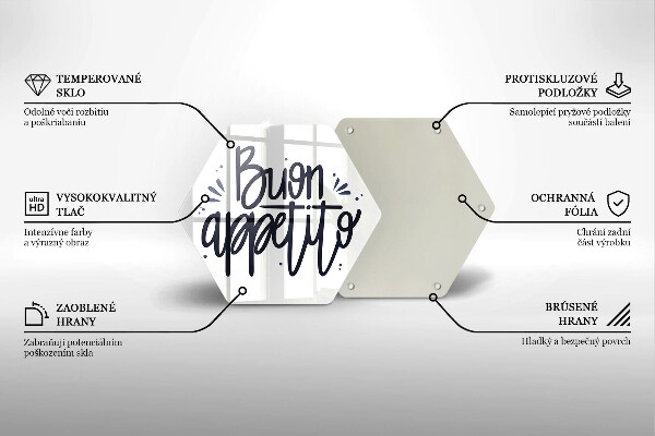 Skleněná deska do kuchyně Nápis buon appetito