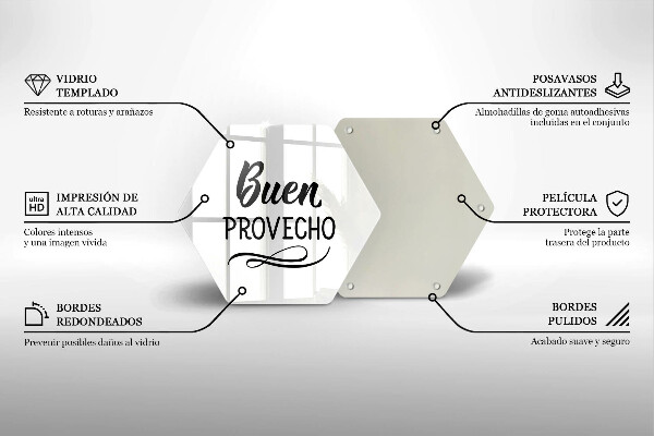 Skleněná deska do kuchyně Nápis buen provecho