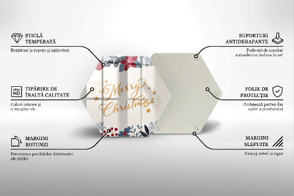 Skleněná deska do kuchyně Merry christmas nápis