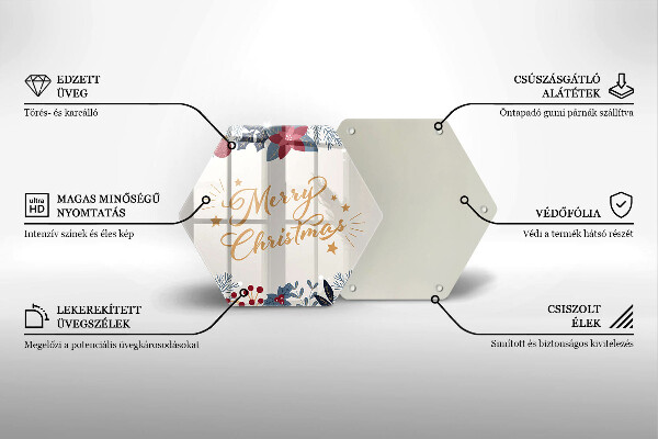 Skleněná deska do kuchyně Merry christmas nápis