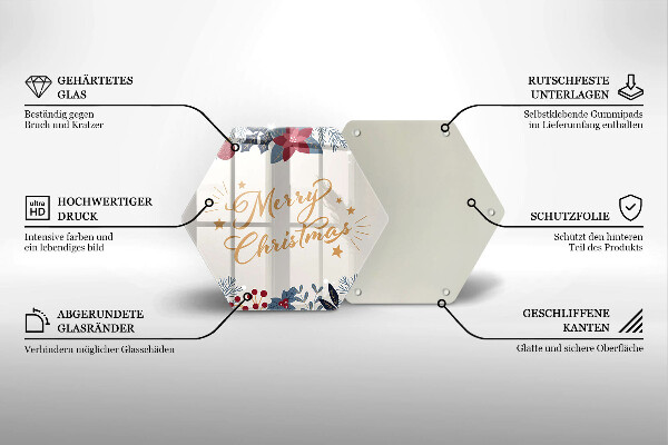 Skleněná deska do kuchyně Merry christmas nápis