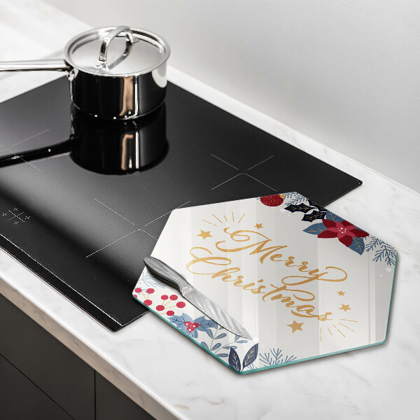 Skleněná deska do kuchyně Merry christmas nápis
