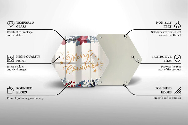 Skleněná deska do kuchyně Merry christmas nápis