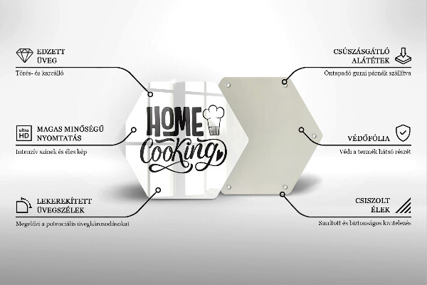 Skleněná deska do kuchyně Nápis home cooking