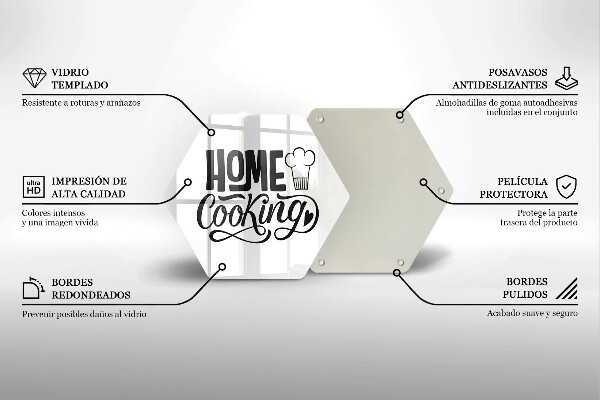 Skleněná deska do kuchyně Nápis home cooking