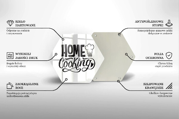 Skleněná deska do kuchyně Nápis home cooking