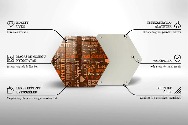 Skleněná deska do kuchyně Titulky bon appetit