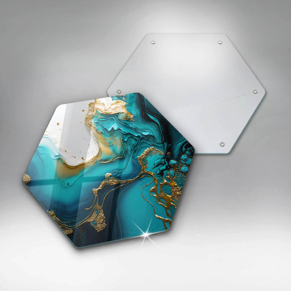 Skleněná deska do kuchyně Tyrkysová abstrakce