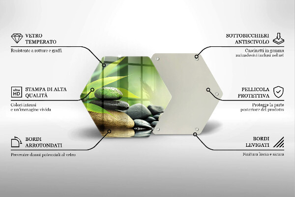 Skleněná deska do kuchyně Zen bambusové kameny