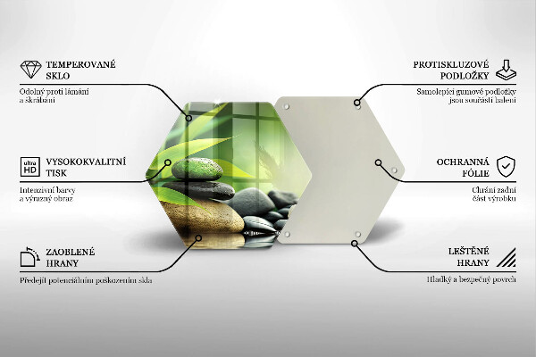 Skleněná deska do kuchyně Zen bambusové kameny