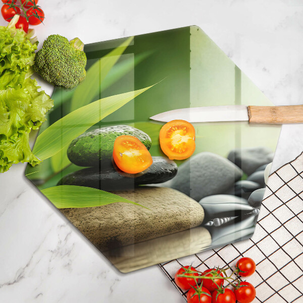 Skleněná deska do kuchyně Zen bambusové kameny