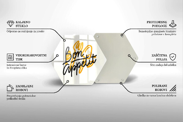 Skleněná deska do kuchyně Bon appetit nápis