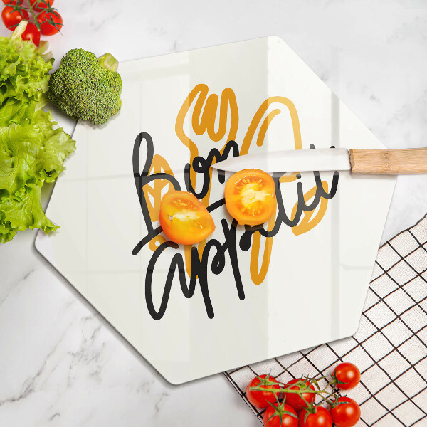 Skleněná deska do kuchyně Bon appetit nápis