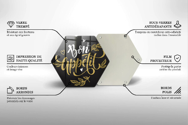 Skleněná deska do kuchyně Bon appetit nápis