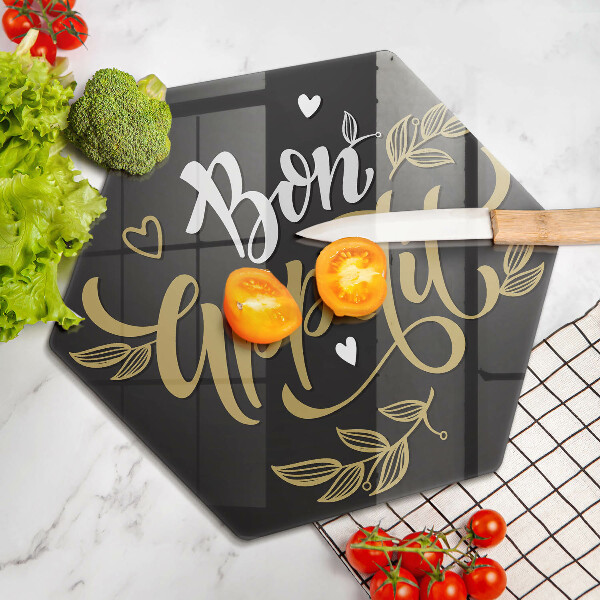 Skleněná deska do kuchyně Bon appetit nápis