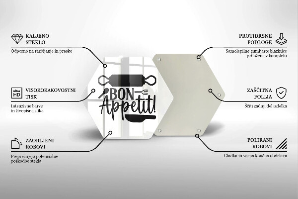 Skleněná deska do kuchyně Bon appetit nápis