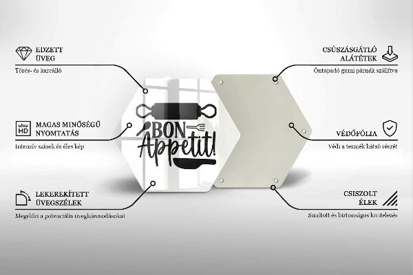 Skleněná deska do kuchyně Bon appetit nápis