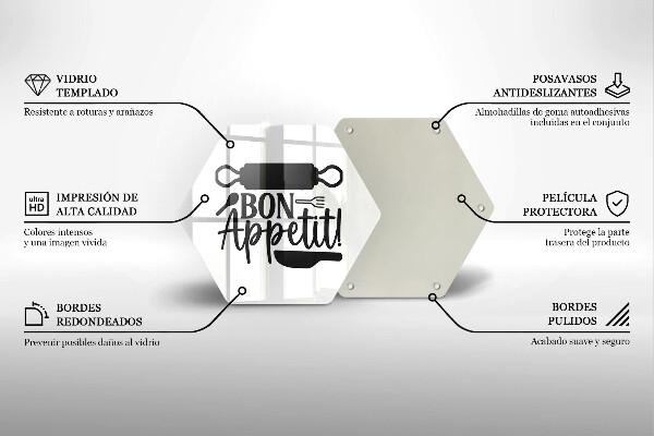 Skleněná deska do kuchyně Bon appetit nápis