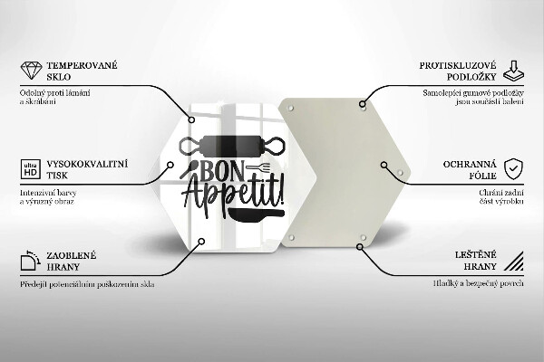Skleněná deska do kuchyně Bon appetit nápis