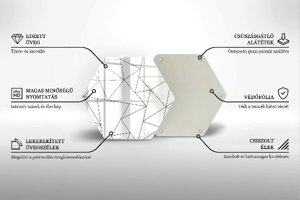 Skleněná deska do kuchyně Bílé trojúhelníky