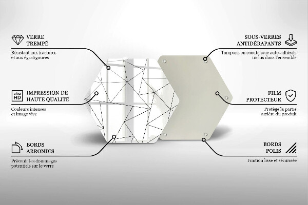 Skleněná deska do kuchyně Bílé trojúhelníky