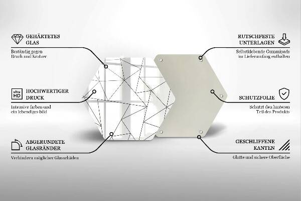 Skleněná deska do kuchyně Bílé trojúhelníky