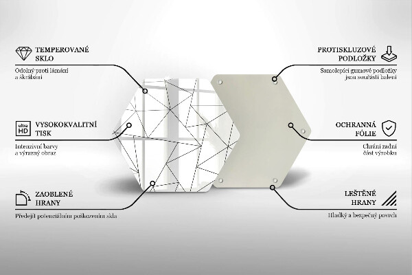 Skleněná deska do kuchyně Bílé trojúhelníky