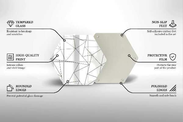 Skleněná deska do kuchyně Bílé trojúhelníky