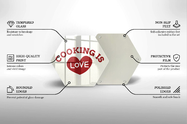 Skleněná deska do kuchyně Cooking is love
