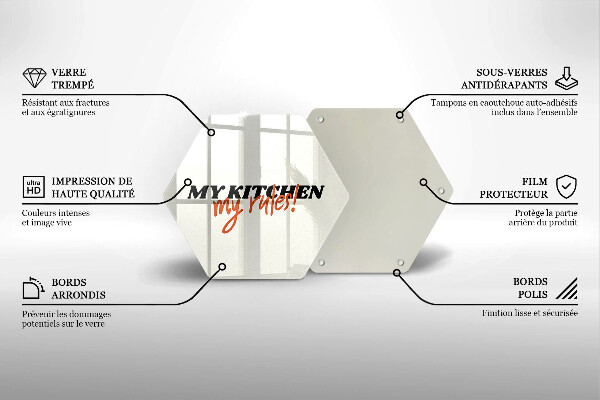 Skleněná deska do kuchyně Nápis my kitchen my rules