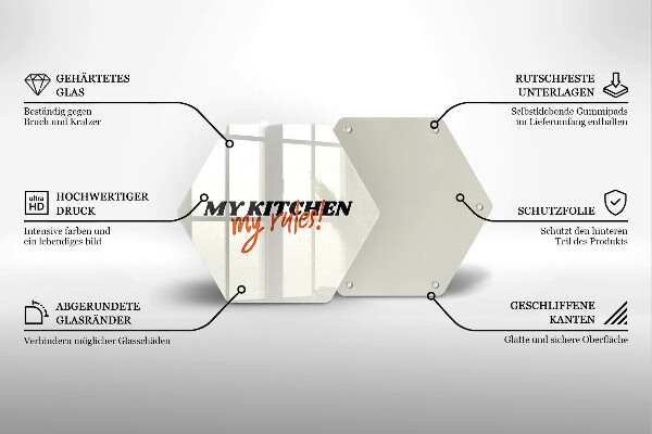 Skleněná deska do kuchyně Nápis my kitchen my rules