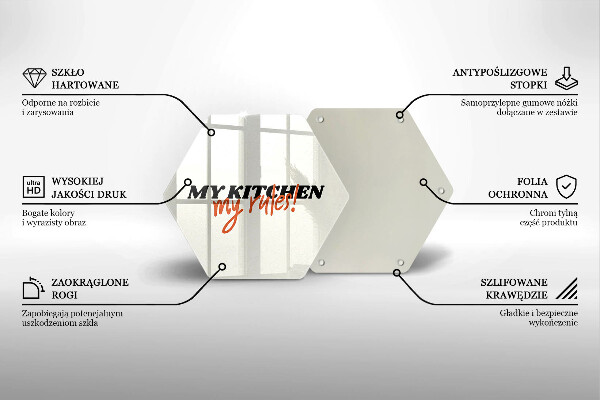 Skleněná deska do kuchyně Nápis my kitchen my rules