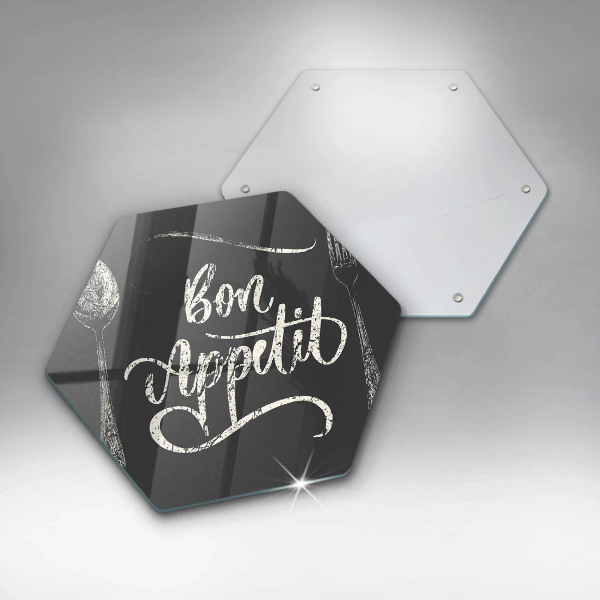 Skleněná deska do kuchyně Bon appetit nápis