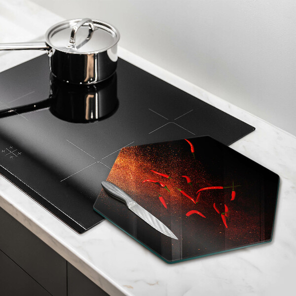 Skleněné krájecí prkénko Pálivé chilli papričky