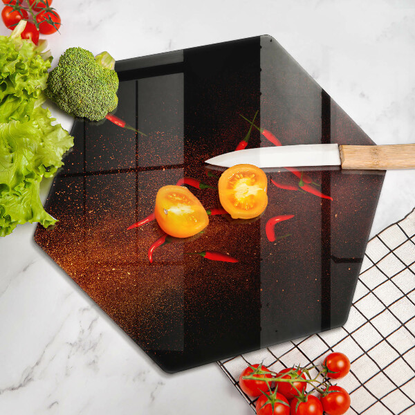 Skleněné krájecí prkénko Pálivé chilli papričky