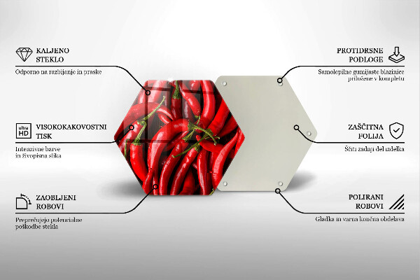 Skleněné krájecí prkénko Pálivé chilli papričky