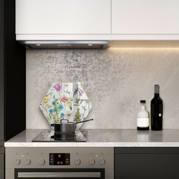 Skleněná deska do kuchyně Květiny ilustrace