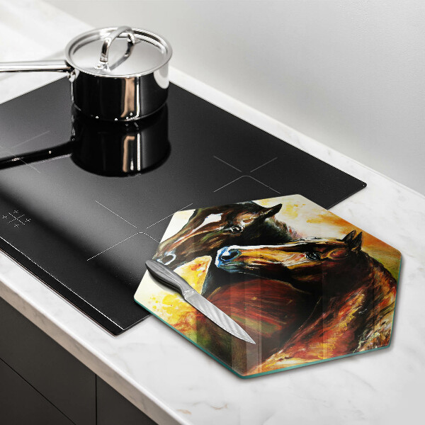 Skleněné krájecí prkénko Zvířata koně